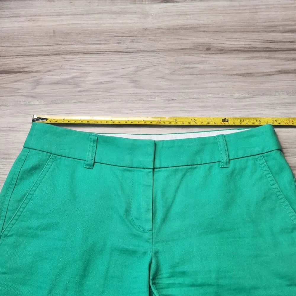 J.Crew Chino Shorts Women's Size 2 Green Cotton Classic Preppy Casual Summer